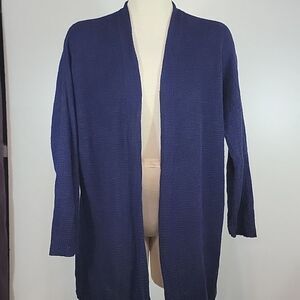 EILEEN FISHER Textured Open Front Linen Cotton Cardigan Sweater size L
